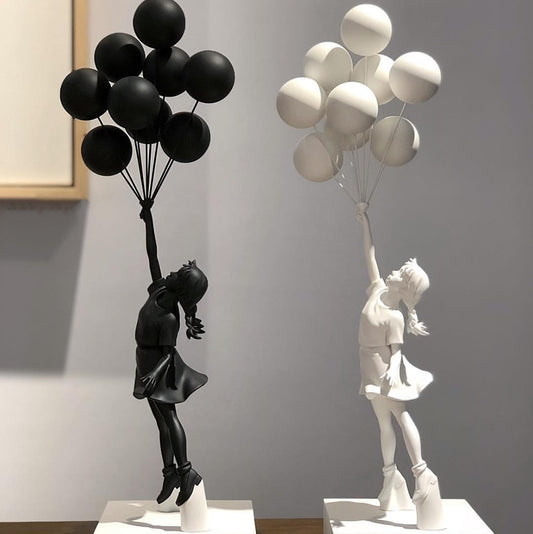 58cm  Flying Balloons Girl Sculpture